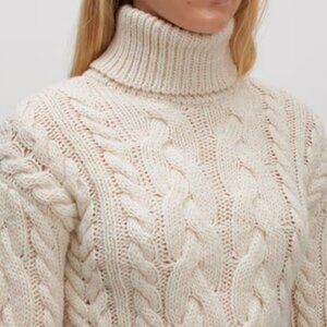 Cropped Cable Knit Turtleneck